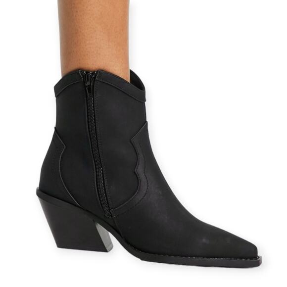 ASOS DESIGN SIZE 7 Rocket western ankle cowboy boots in black UK Size 5 - Picture 5 of 10